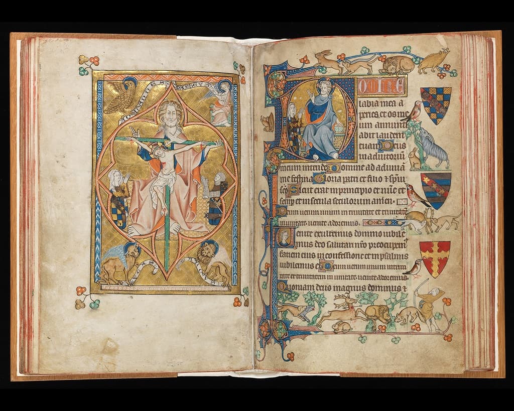 The Trinity and Christ with patrons Book of Hours England, c.1315-1320
