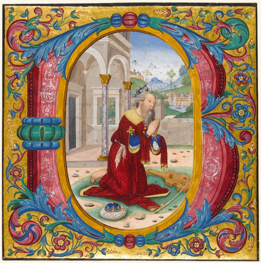 King David Initial B from an Antiphoner Italy, Bologna or Rome, c.1490-1500