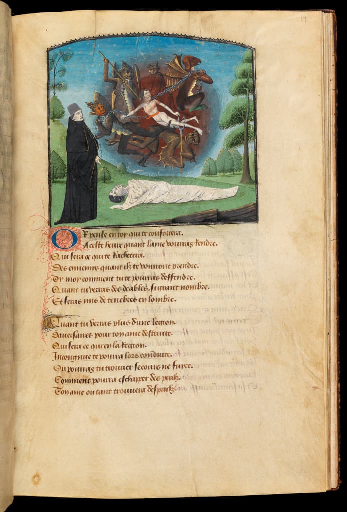 The Soul assaulted by demons Jean de Castel, Le Specule des pecheurs Northern France, c.1470-1480