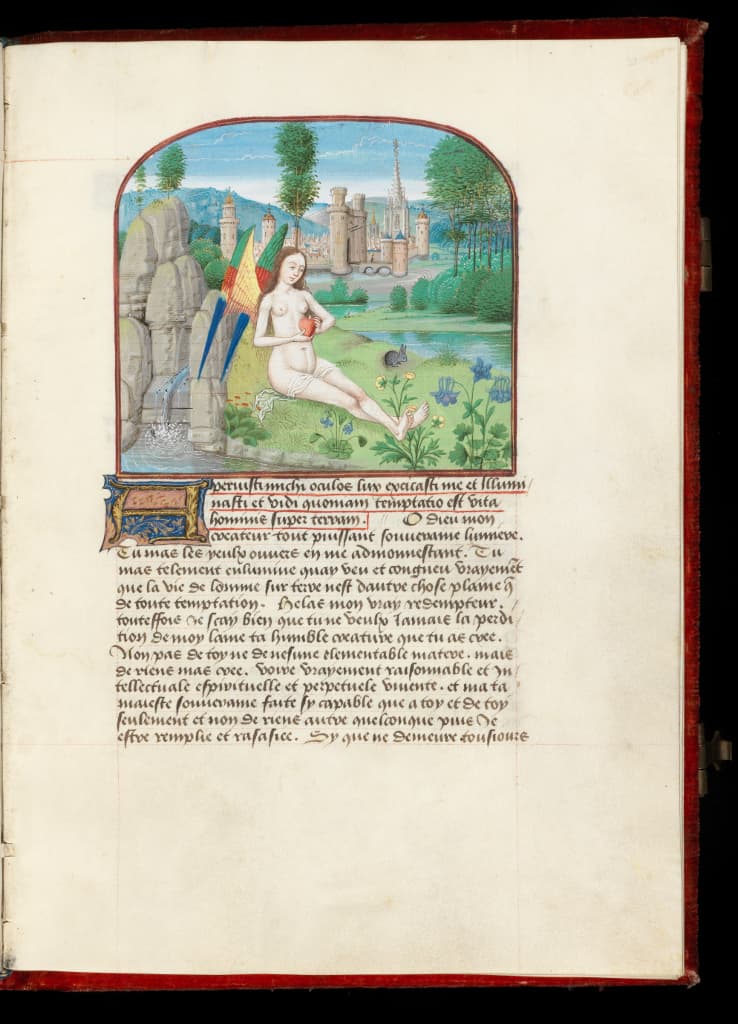 The Soul holding her heart René of Anjou, Le Mortifiement de vaine plaisance Flanders, Hesdin, c.1470-1475