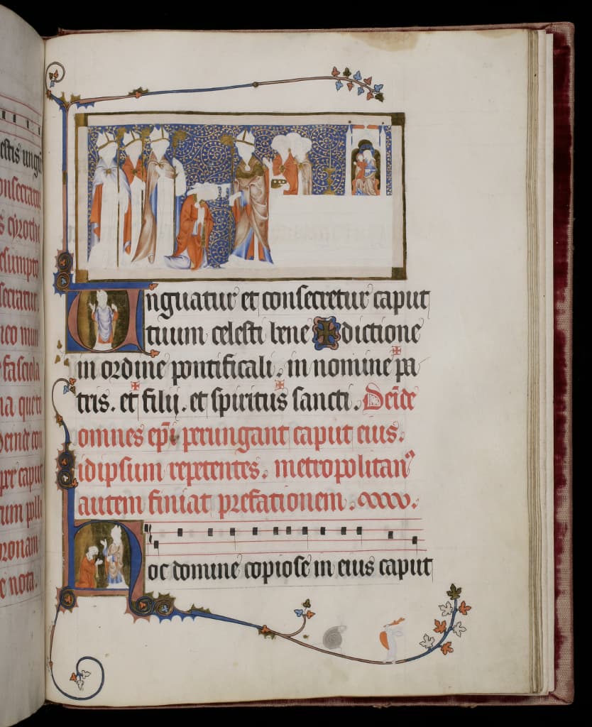 Anointing of a bishop, The Pontifical of Renaud de Bar, France, Metz or Verdun, 1303-1316